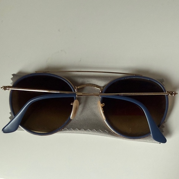 Ray-Ban Gold Frame Sunglasses with Blue Accents main image 6